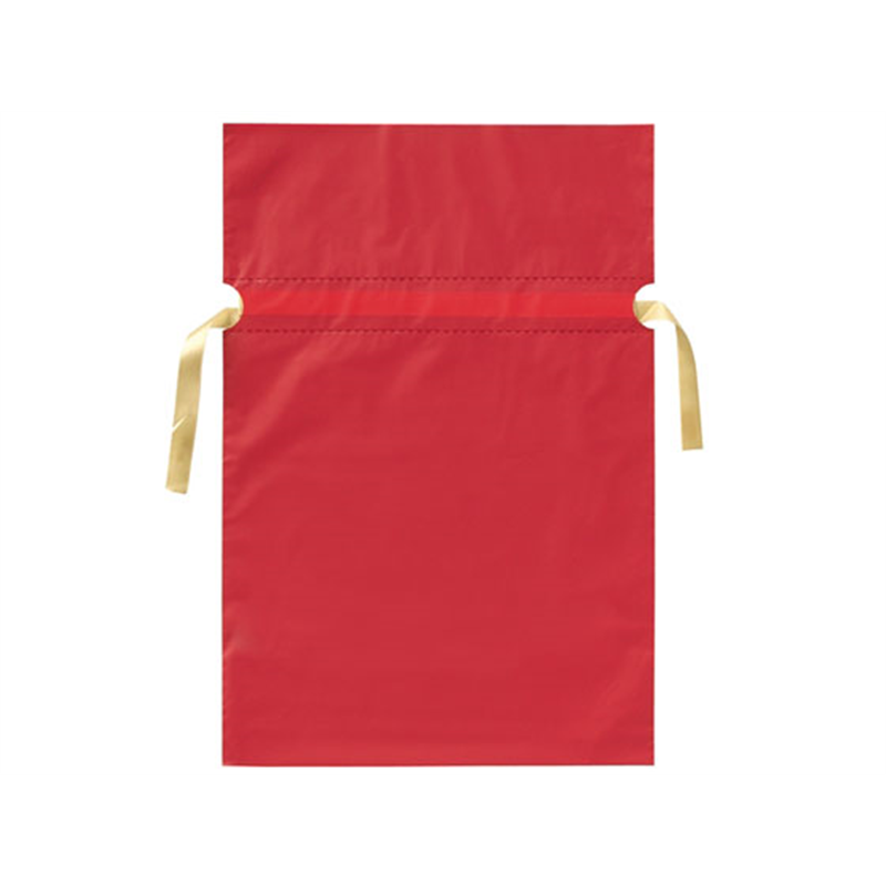 フロンティア 梨地リボン付き巾着袋 赤 M 20枚 FK2403 1パック（ご注文単位1パック）【直送品】