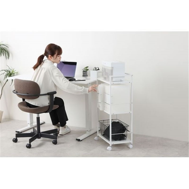 アスカ デスクワゴン3段 ホワイト DWG03W 1台（ご注文単位1台）【直送品】