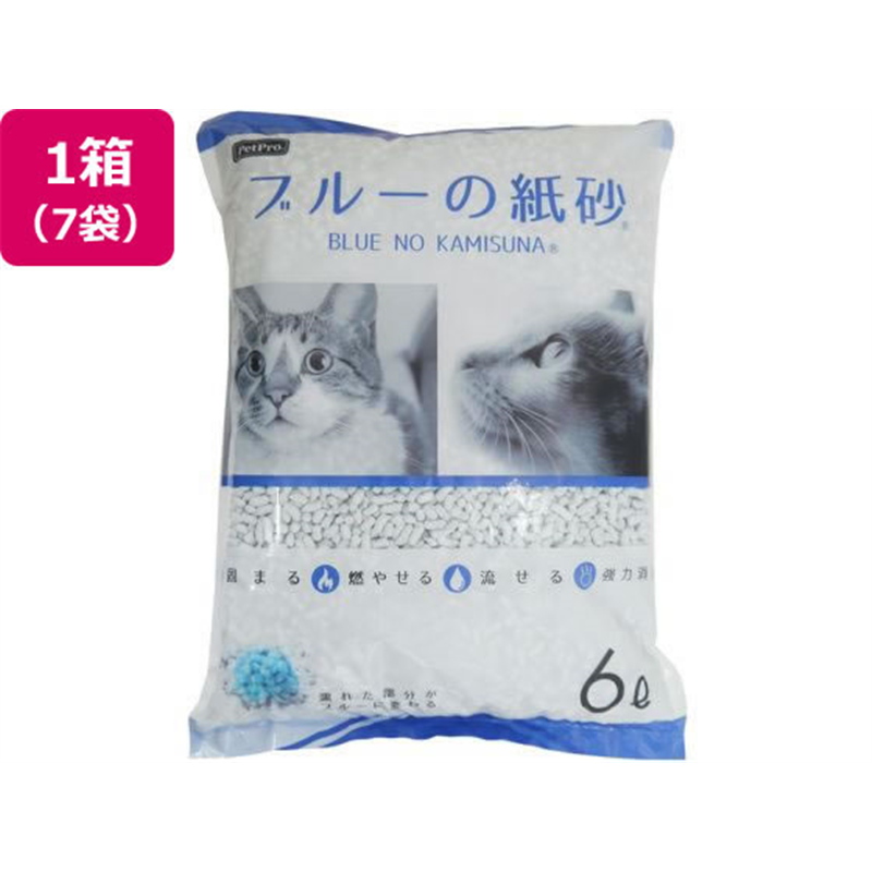 ペットプロジャパン ペットプロ ブルーの紙砂 6L 7袋 1箱（ご注文単位1箱）【直送品】