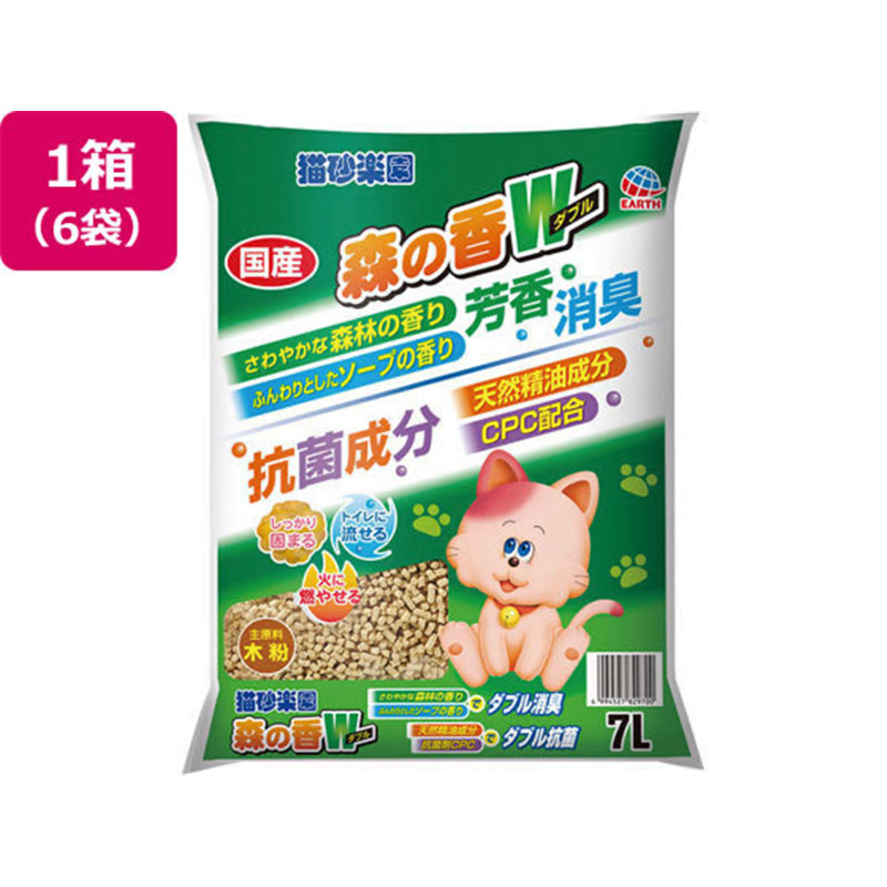アースペット 猫砂楽園 森の香ダブル 7L 6袋 1箱（ご注文単位1箱）【直送品】