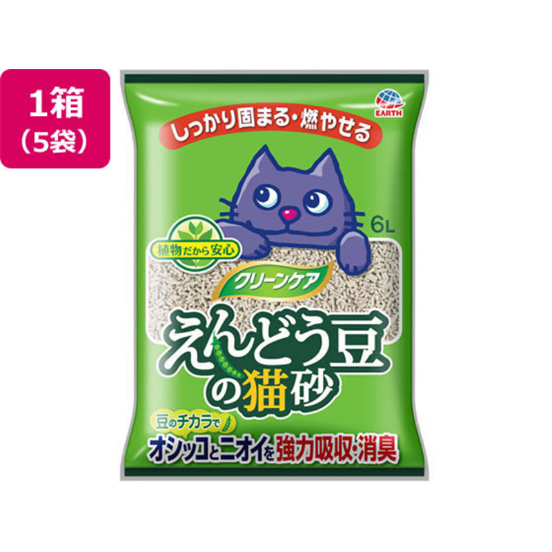 アースペット クリーンケア えんどう豆の猫砂 6L 5袋 1箱（ご注文単位1箱）【直送品】