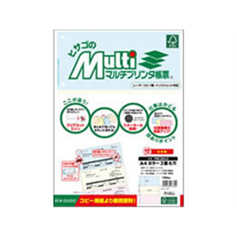 ヒサゴ マルチプリンタ帳票A4カラー2面 4穴 100枚 FSC2011 1袋（ご注文単位1袋）【直送品】
