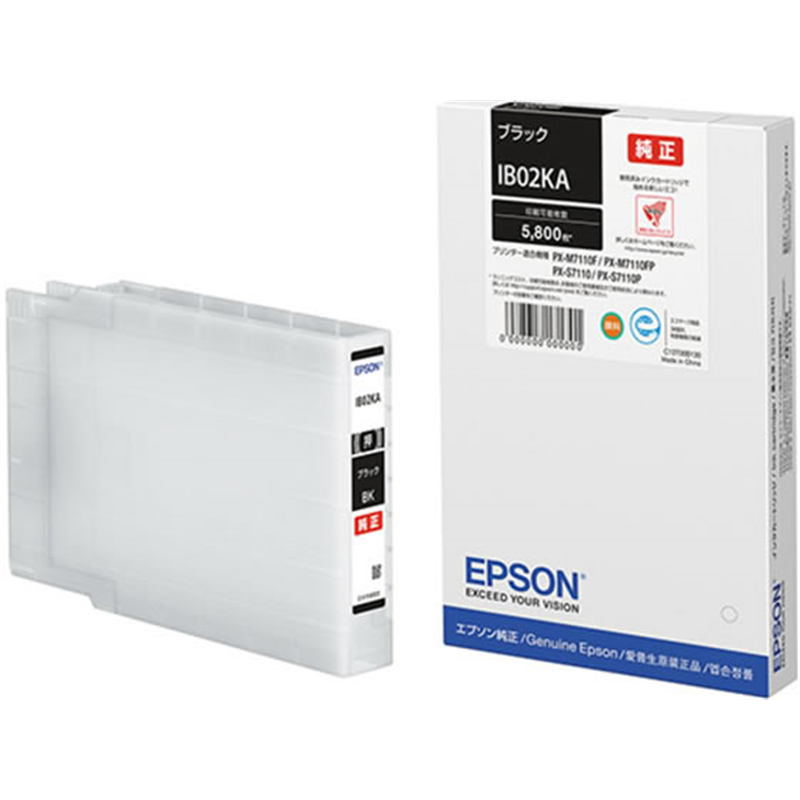 エプソン インクカートリッジ ブラック 標準サイズ IB02KA 1個(ご注文単位1個)【直送品】