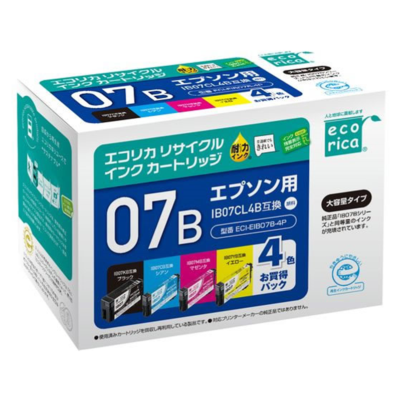 エコリカ リサイクルインク 4色パック ECI-EIB07B-4P 1個（ご注文単位1個）【直送品】