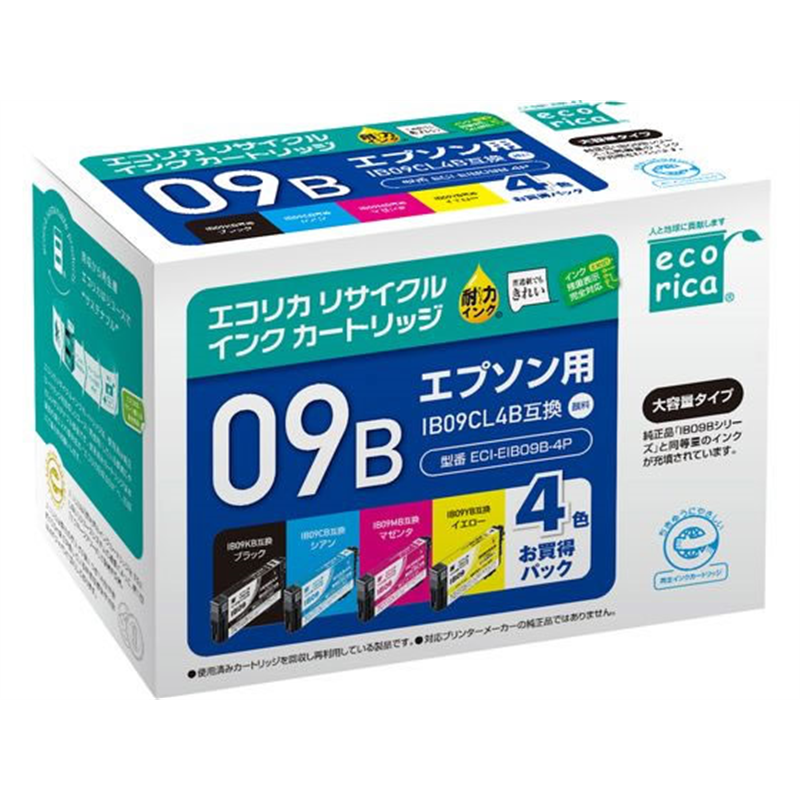 エコリカ リサイクルインク 4色パック ECI-EIB09B-4P 1個（ご注文単位1個）【直送品】