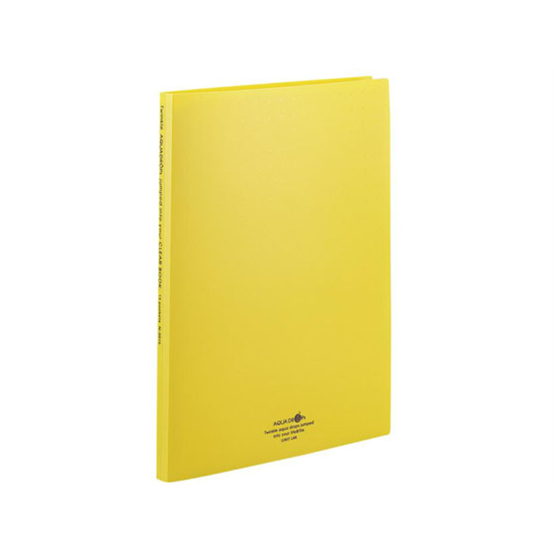 リヒトラブ AQUA DROPs クリヤーブック(ポケット交換) A4 幅18mm 黄 1冊（ご注文単位1冊）【直送品】