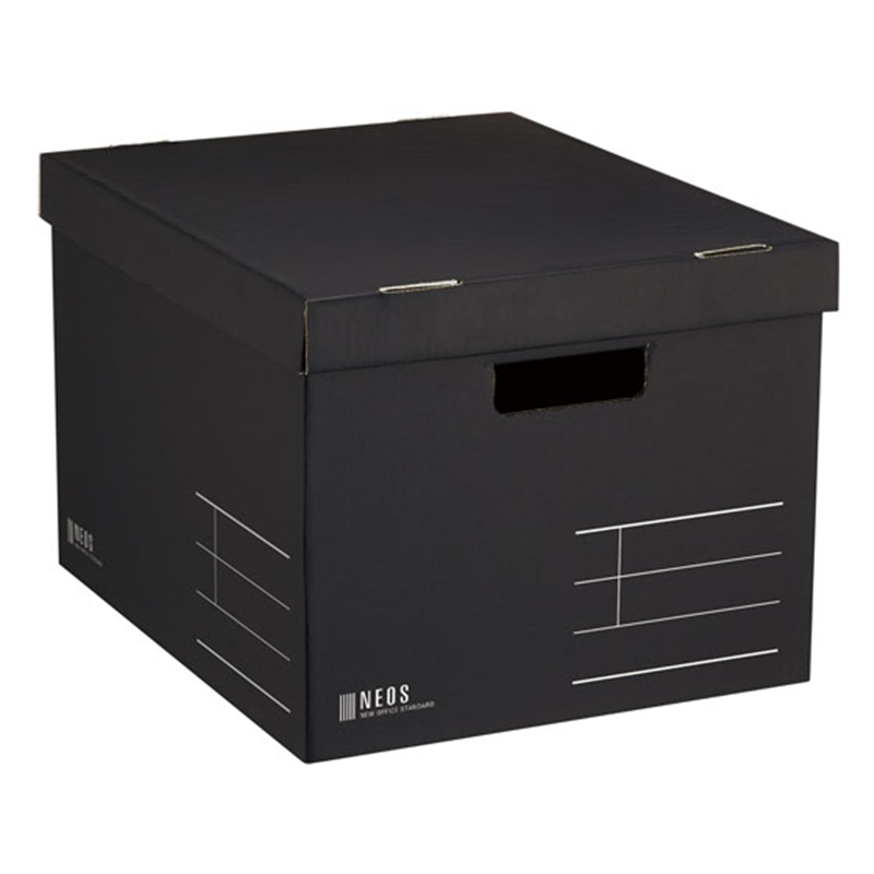 コクヨ 収納ボックス〈NEOS〉Lサイズ・フタ付 A4 ブラック 1個（ご注文単位1個）【直送品】