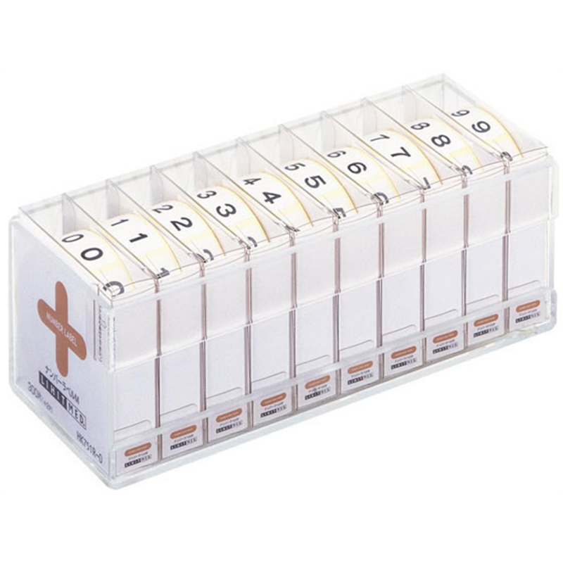 リヒトラブ ナンバーラベル M(ロールタイプ) 単番号「0」~「9」 10箱セット 1組（ご注文単位1組）【直送品】
