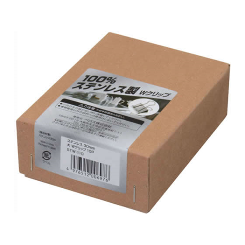 ベロス ステンレス 特大ダブルクリップ 10個 STW-110 1（ご注文単位1）【直送品】