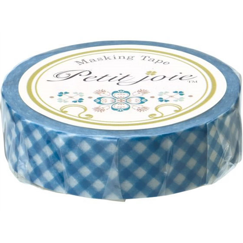 ニチバン プチジョア マスキングテープ 15mm×18m ギンガムチェック ブルー 1巻（ご注文単位1巻）【直送品】