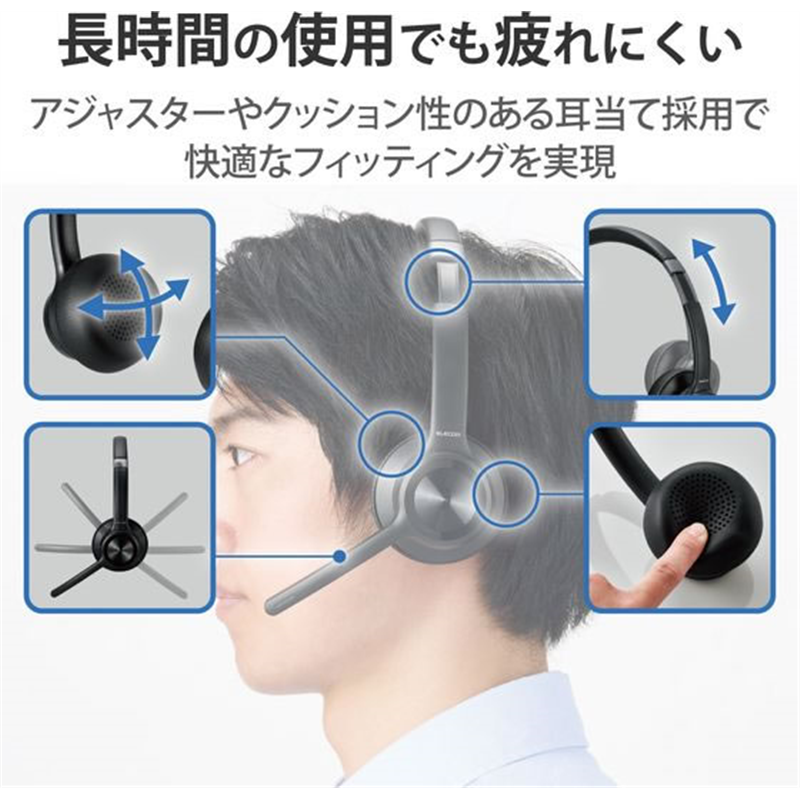 エレコム ヘッドセット ノイズ軽減 LBT-HSOH20BK 1個（ご注文単位1個）【直送品】