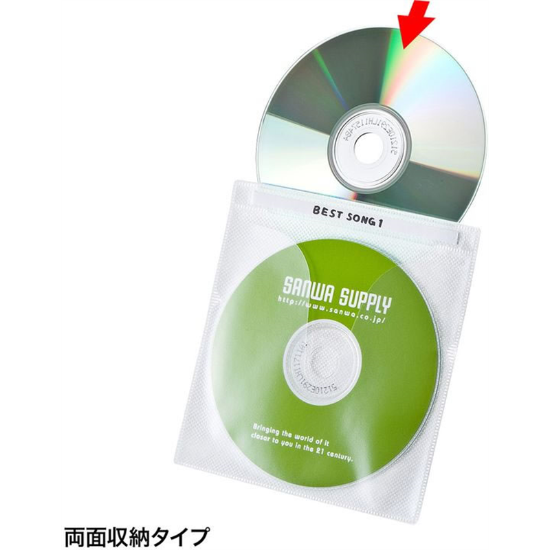 サンワサプライ DVD CD不織布ケース 100枚 ホワイト FCD-FN100WN 1パック（ご注文単位1パック）【直送品】