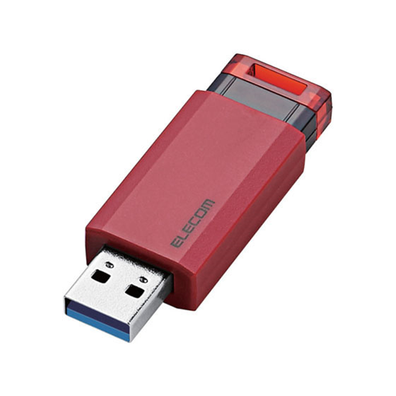 エレコム USB3.1 Gen1 ノック式USBメモリ 64GB MF-PKU3064GRD 1個(ご注文単位1個)【直送品】