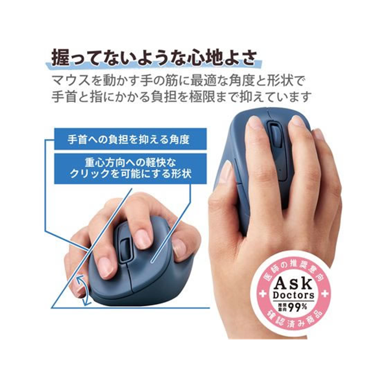 エレコム 無線マウス EX-G 2.4GHz 5ボタン Mサイズ ブルー 1個（ご注文単位1個）【直送品】