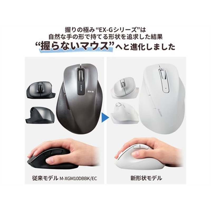 エレコム 無線マウス EX-G 2.4GHz 5ボタン Mサイズ ホワイト 1個（ご注文単位1個）【直送品】