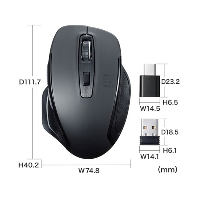 サンワサプライ 静音ワイヤレスブルーLEDマウス MA-WBLC169BK 1個（ご注文単位1個）【直送品】