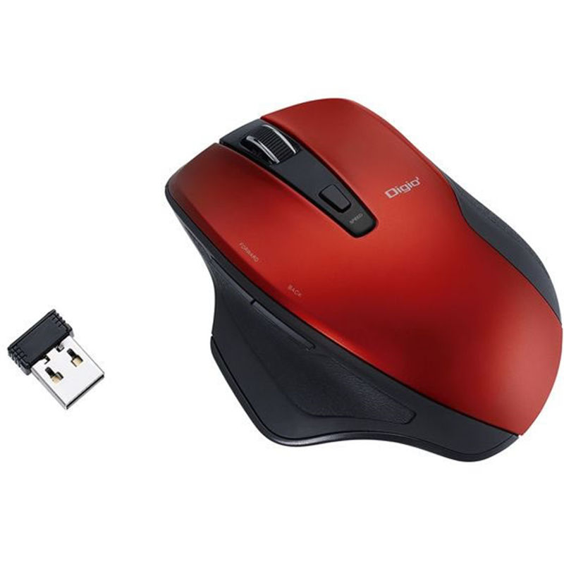 ナカバヤシ 無線静音5ボタンBlueLEDマウス レッド MUS-RKF155R 1個（ご注文単位1個）【直送品】