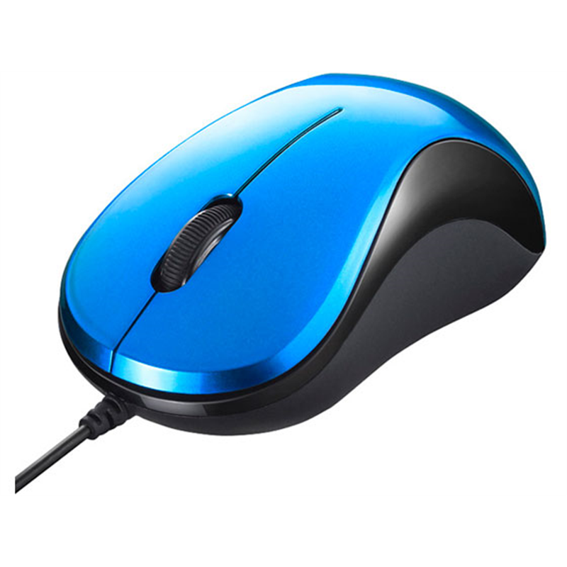 バッファロー 有線 BlueLEDマウス 静音3ボタン ブルー BSMBU100BL 1個（ご注文単位1個）【直送品】