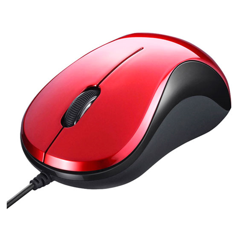 バッファロー 有線 BlueLEDマウス 静音3ボタン レッド BSMBU100RD 1個（ご注文単位1個）【直送品】