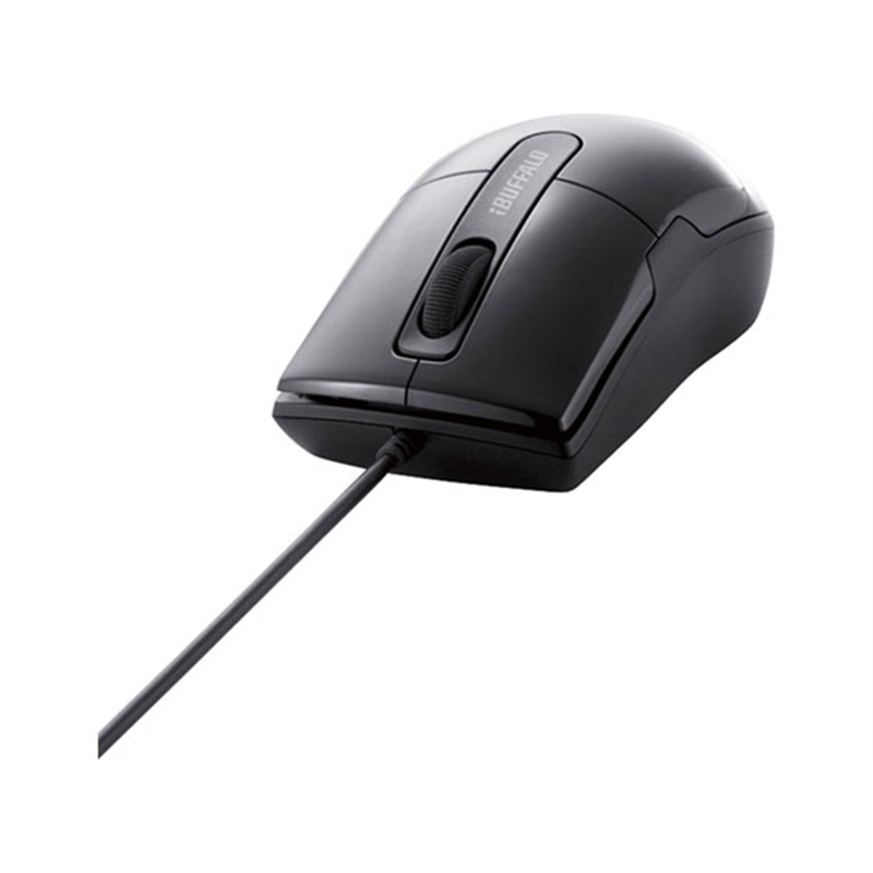 バッファロー 有線BlueLEDマウス 静音3ボタンSブラック BSMBU26SSBK 1個（ご注文単位1個）【直送品】