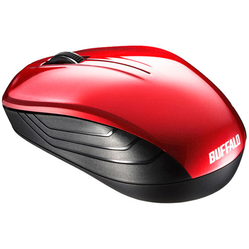 バッファロー 無線BlueLED3ボタンマウス レッド BSMBW107RD 1個（ご注文単位1個）【直送品】