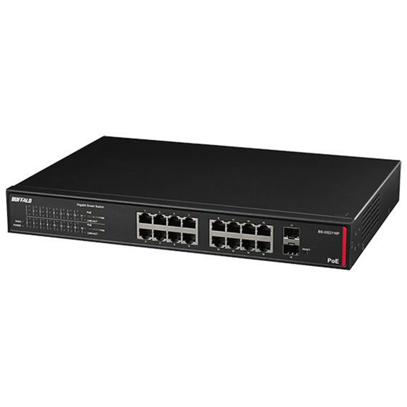 バッファロー 法人向け レイヤー2 Giga PoE スマートスイッチ 16ポート BK 1台（ご注文単位1台）【直送品】