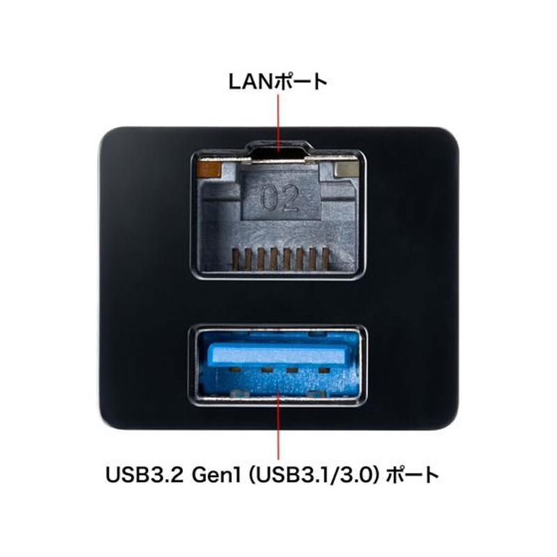 サンワサプライ USB Type-Cハブ付き ギガビットLANアダプタ 1個（ご注文単位1個）【直送品】