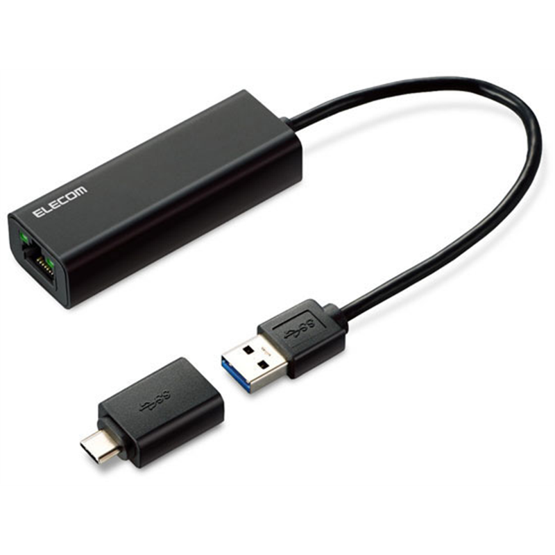 エレコム 有線LANアダプタ USB 3.1 ギガビット EDC-QUA3C-B 1個（ご注文単位1個）【直送品】