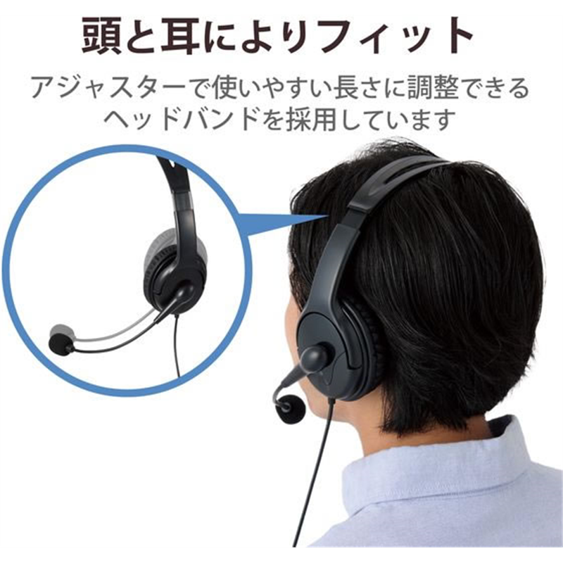 エレコム 有線ヘッドホン 両耳 USB 大型 HS-HP02SUBK 1個（ご注文単位1個）【直送品】