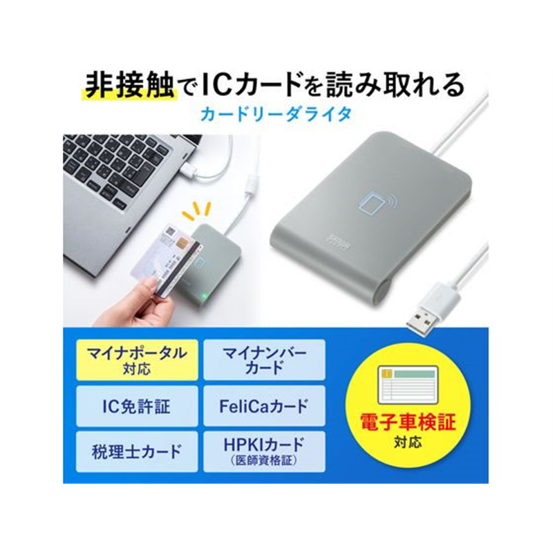 サンワサプライ 非接触型ICカードリーダライタ ADR-MNICU3 1個(ご注文単位1個)【直送品】