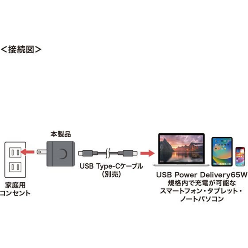 サンワサプライ USB PD対応キューブ型AC充電器 ACA-PD105BK 1個(ご注文単位1個)【直送品】