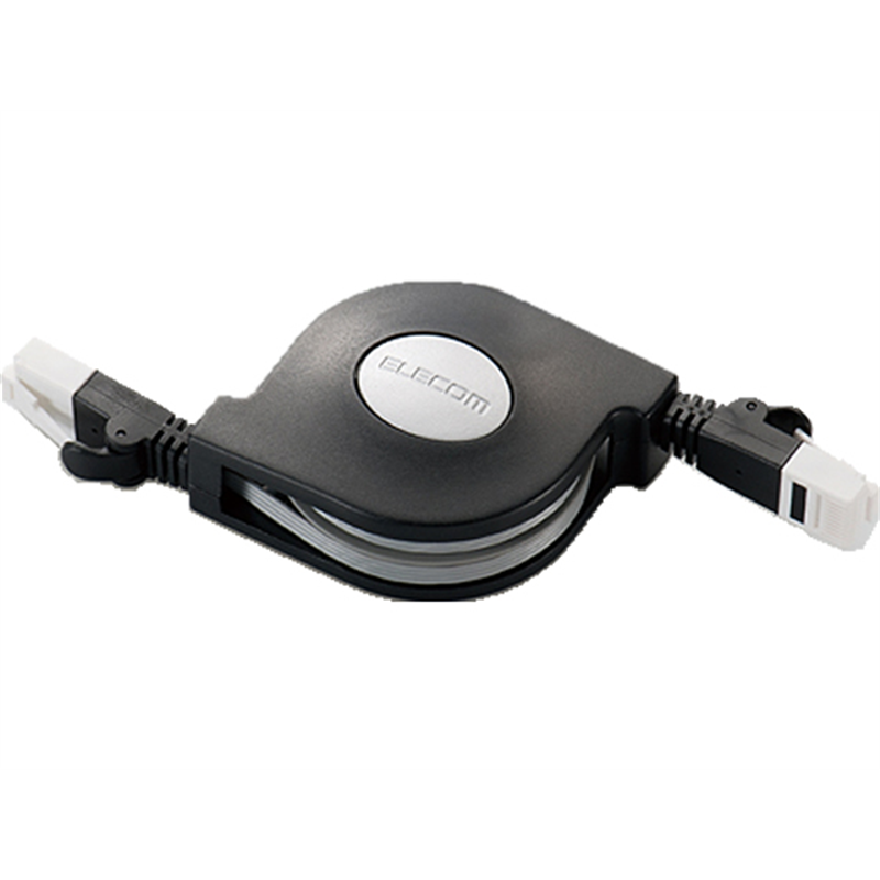 エレコム CAT6 巻取りLANケーブル ブラック 2.5m LD-MCTGT BK2 1個（ご注文単位1個）【直送品】