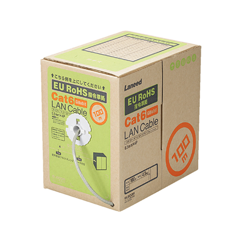 エレコム 自作用カテゴリー6 LANケーブル 100m ライトグレー 1箱(ご注文単位1箱)【直送品】