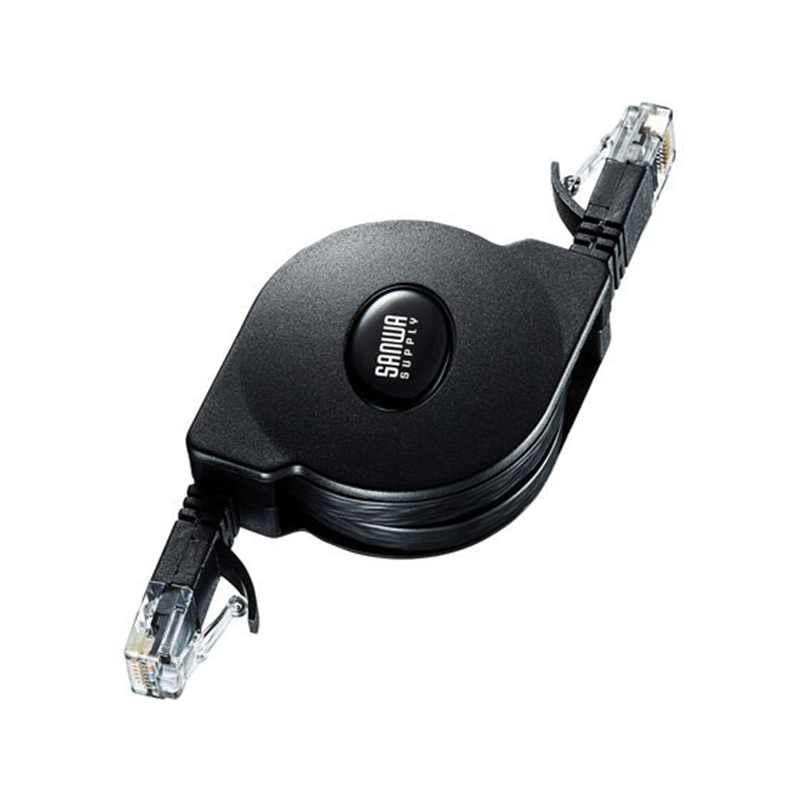 サンワサプライ 自動巻取りLANケーブル Cat6A1.5m KB-MK19BK 1個（ご注文単位1個）【直送品】