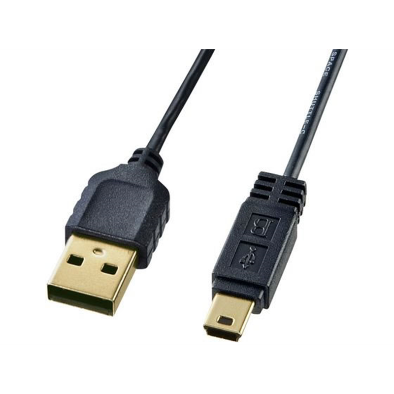 サンワサプライ 極細ミニUSBケーブル ミニBタイプ ブラック 0.5m 1本（ご注文単位1本）【直送品】