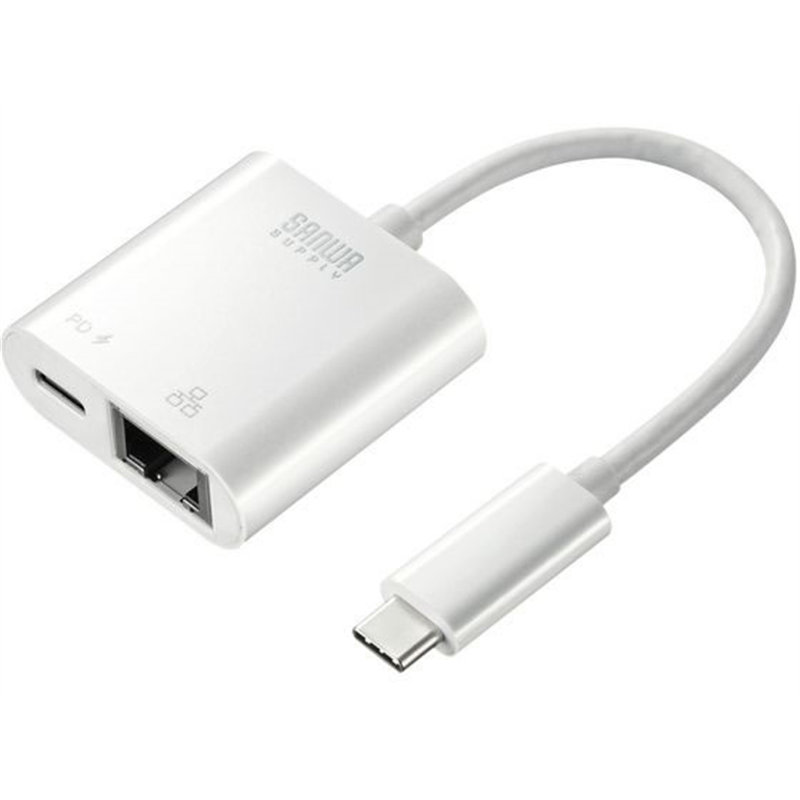 サンワサプライ USB3.2 TypeC-LAN変換アダプタ PD対応・ホワイト 1個（ご注文単位1個）【直送品】