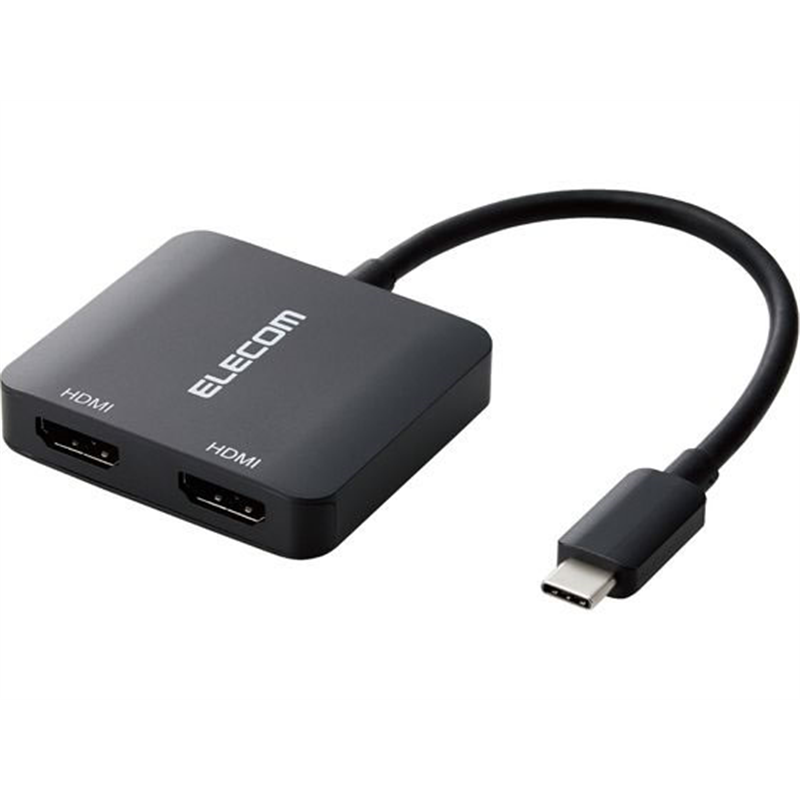 エレコム TypeC-HDMI変換 HDMIポート×2 ブラック AD-CHDMI2BK2 1個（ご注文単位1個）【直送品】