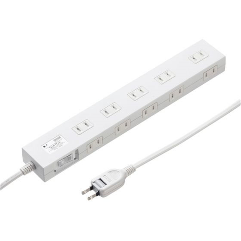 サンワサプライ 雷ガードタップ 10個口 3m 白 TAP-SP2110N-3W 1本（ご注文単位1本）【直送品】