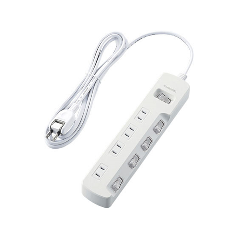 エレコム 雷ガードタップ 個別&一括スイッチ 4個口 T-K8A-2425WH 1個（ご注文単位1個）【直送品】