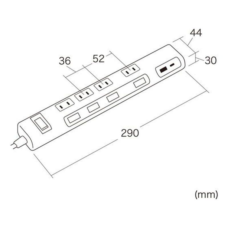 サンワサプライ 節電タップ 2P 4個口 2m ブラック TAP-B107UC-2BK 1個（ご注文単位1個）【直送品】