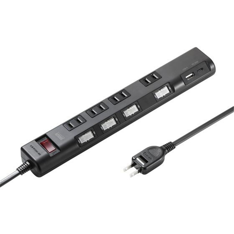 サンワサプライ 節電タップ 2P 4個口 3m ブラック TAP-B107UC-3BK 1個（ご注文単位1個）【直送品】