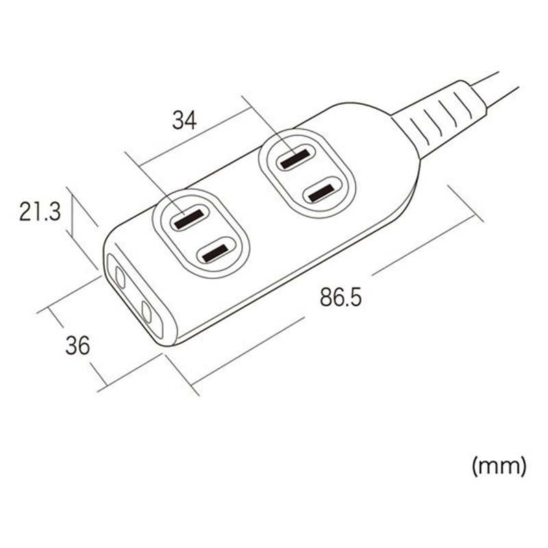 サンワサプライ 電源タップ 2P・3個口・2m TAP-3W2N 1本（ご注文単位1本）【直送品】