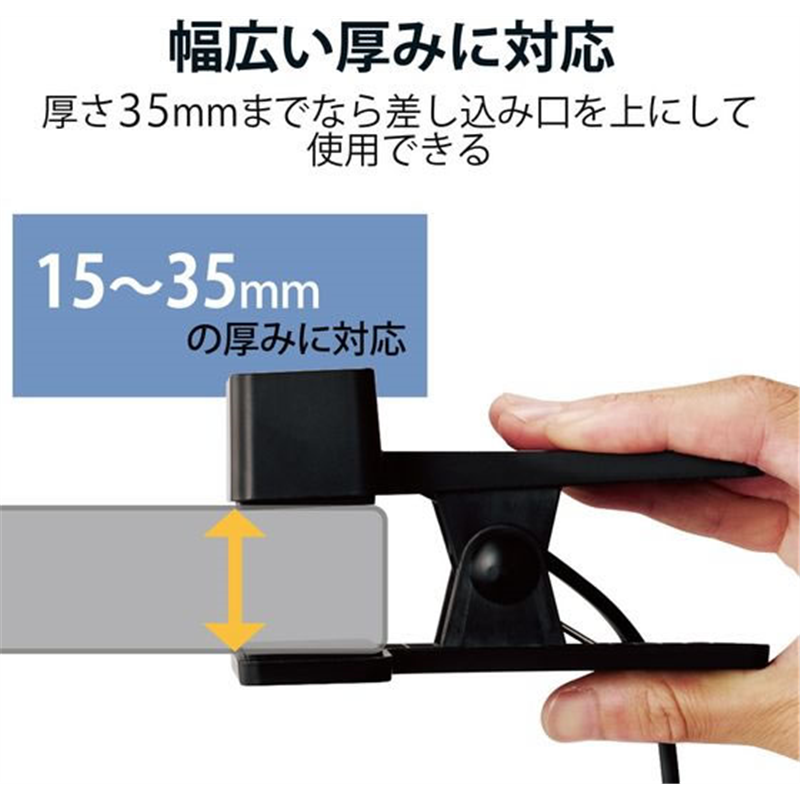 エレコム 延長コード 3個口 2.5m クリップタイプ T-KF03-2325BK 1個（ご注文単位1個）【直送品】