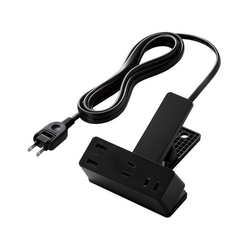 エレコム 電源タップ クリップ 2.5m USBポート付 クロ T-U05-3225BK 1個（ご注文単位1個）【直送品】