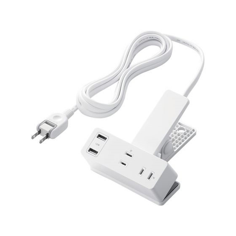 エレコム 電源タップ クリップ 2.5m USBポート付 シロ T-U05-3225WH 1個（ご注文単位1個）【直送品】