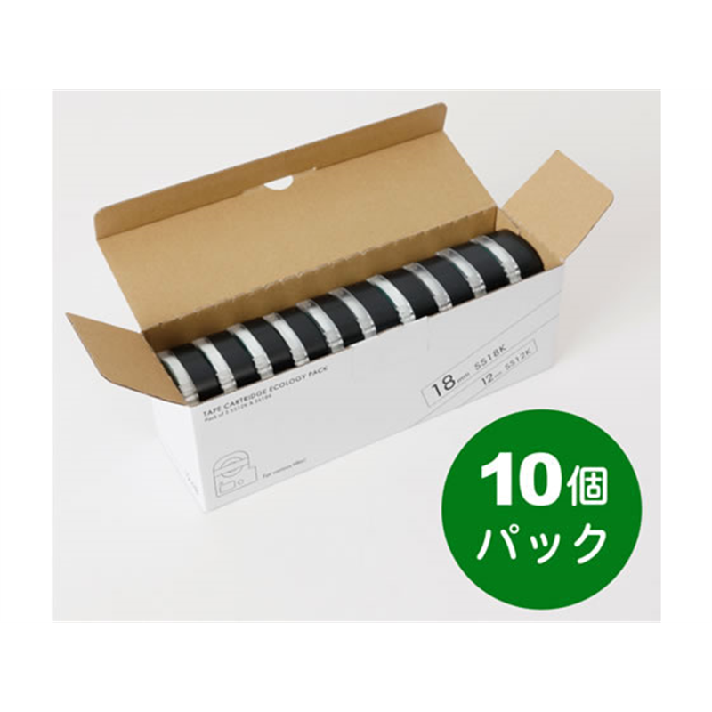キングジム テプラPROテープ 12mm・18mm各5個 白／黒文字 10個 1箱（ご注文単位1箱）【直送品】