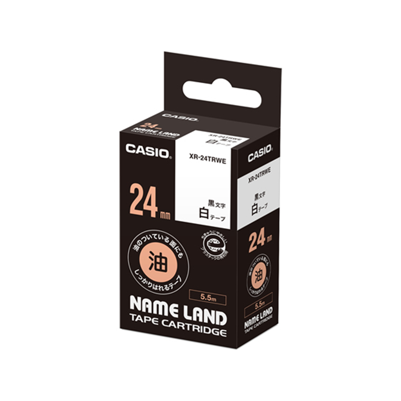 カシオ 油がついている面にもはれるテープ24mm XR-24TRWE 1個（ご注文単位1個）【直送品】