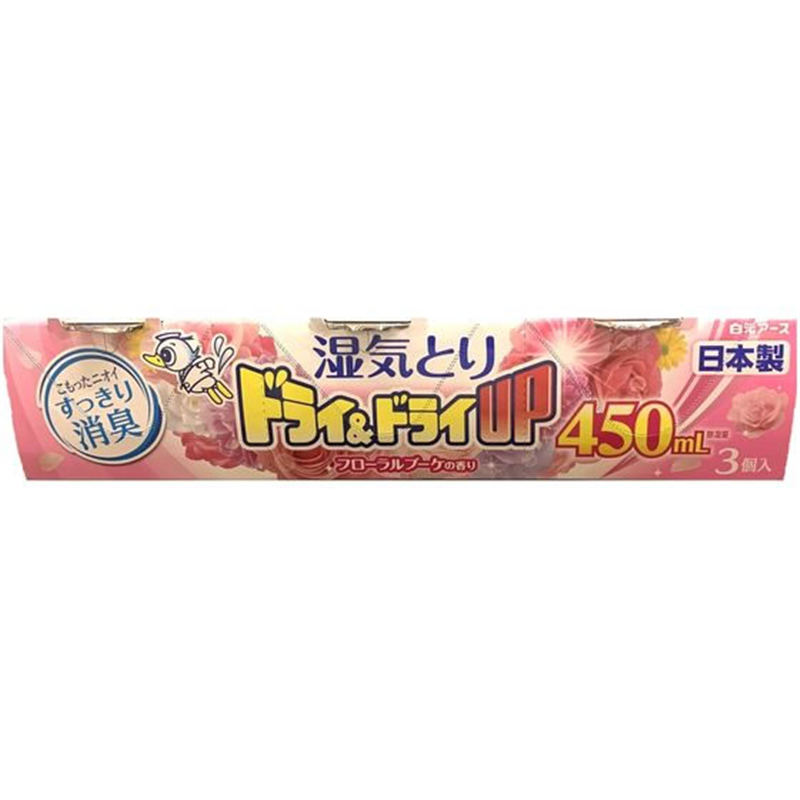 白元アース ドライ&ドライUP 450mL フローラルブーケの香り 3個パック 1箱（ご注文単位1箱）【直送品】