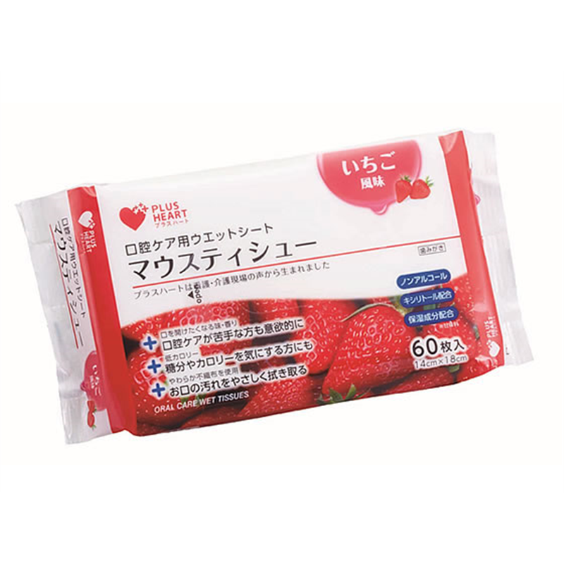 オオサキメディカル プラスハート マウスティシュー いちご 60枚入 1個（ご注文単位1個）【直送品】