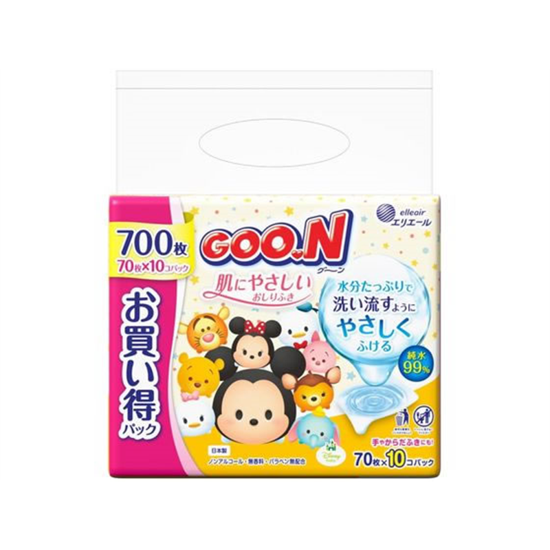大王製紙 グ～ン 肌にやさしいおしりふき 70枚×10P 1パック（ご注文単位1パック）【直送品】